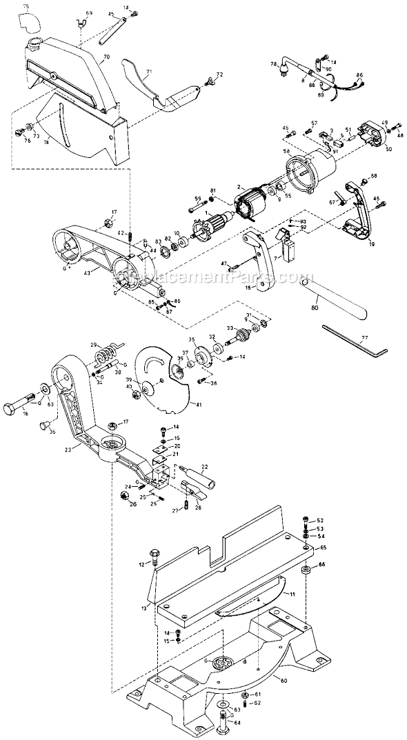 Page A Diagram and Parts List for 7717 Type 3 Black and Decker Miter Saw